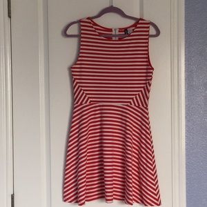 Striped red and white mini dress